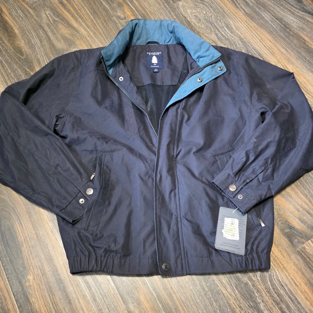 Roundtree & Yorke Outdoors Mens Small Navy Microfiber Windbreaker Jacket NEW
